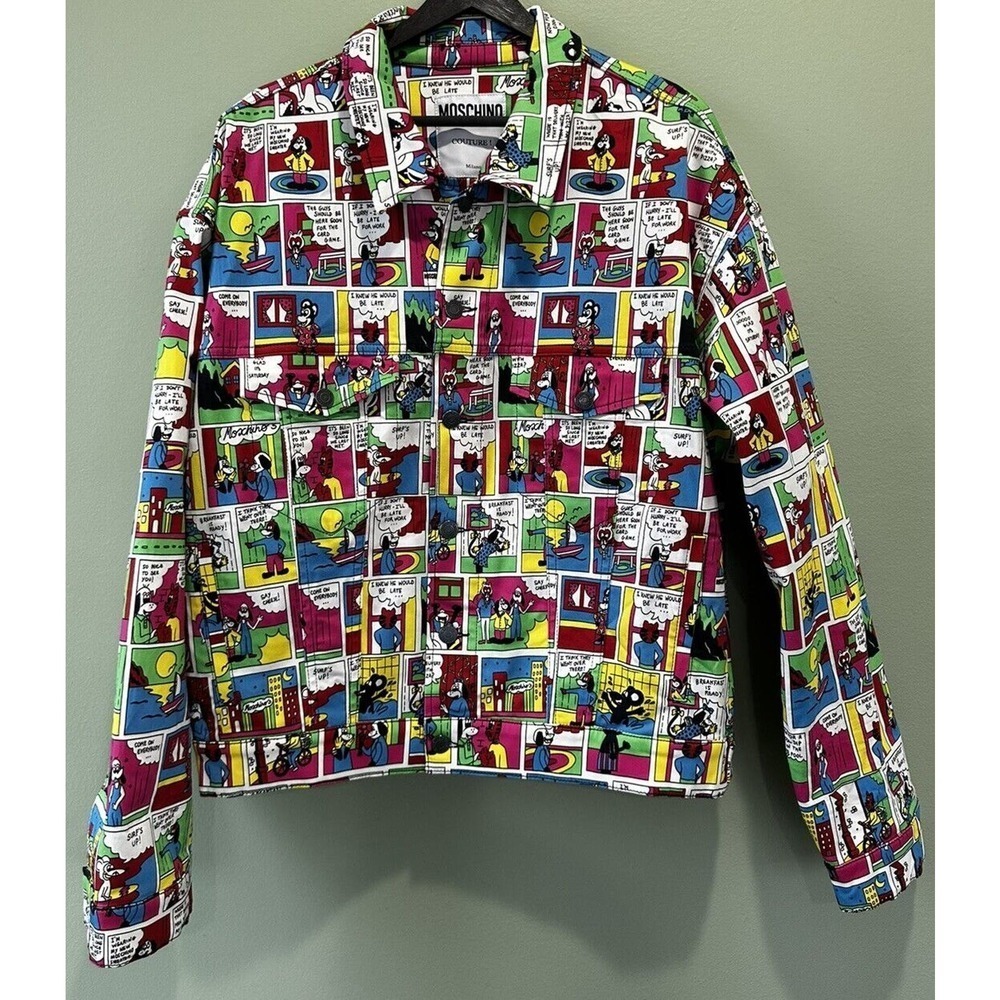 Moschino Couture Shirt Jacket Comic Print Sz US 40 Mens Oversized Shacket Rare‌‌